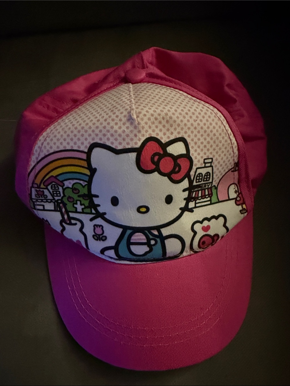 Hello Kitty Hot Pink Cap with Rainbow Accent